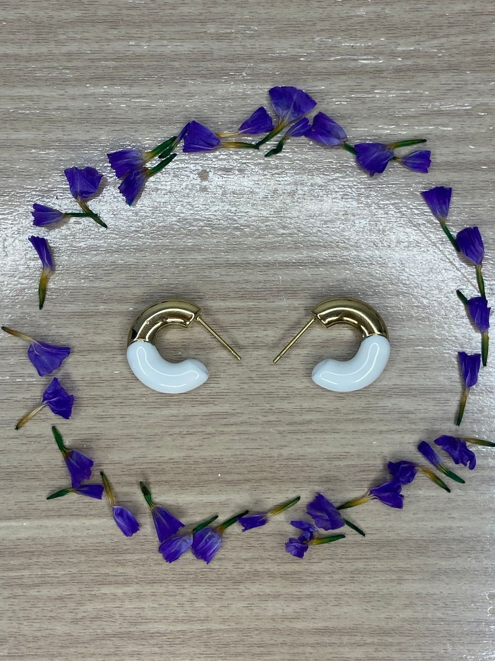 Aretes Argolla Esmalte Blanco en acero inoxidable