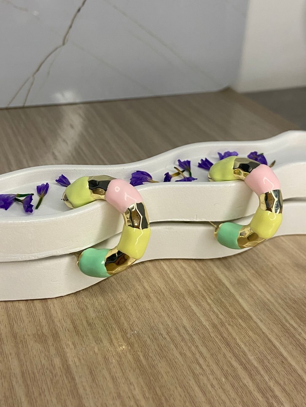 Aretes Argolla Esmalte Multicolor en acero inoxidable
