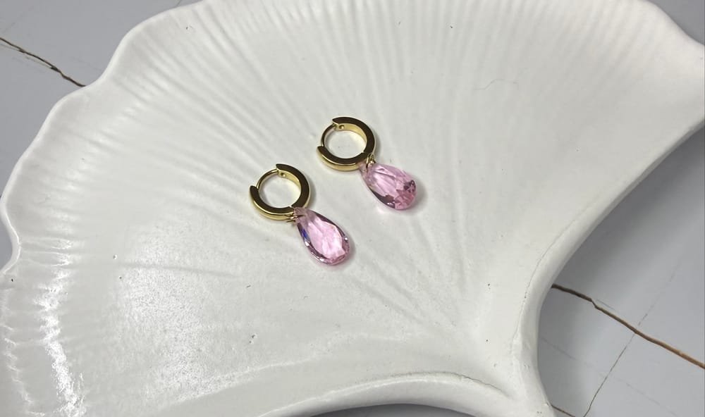 Aretes Argollas Rosa Dorado en acero inoxidable