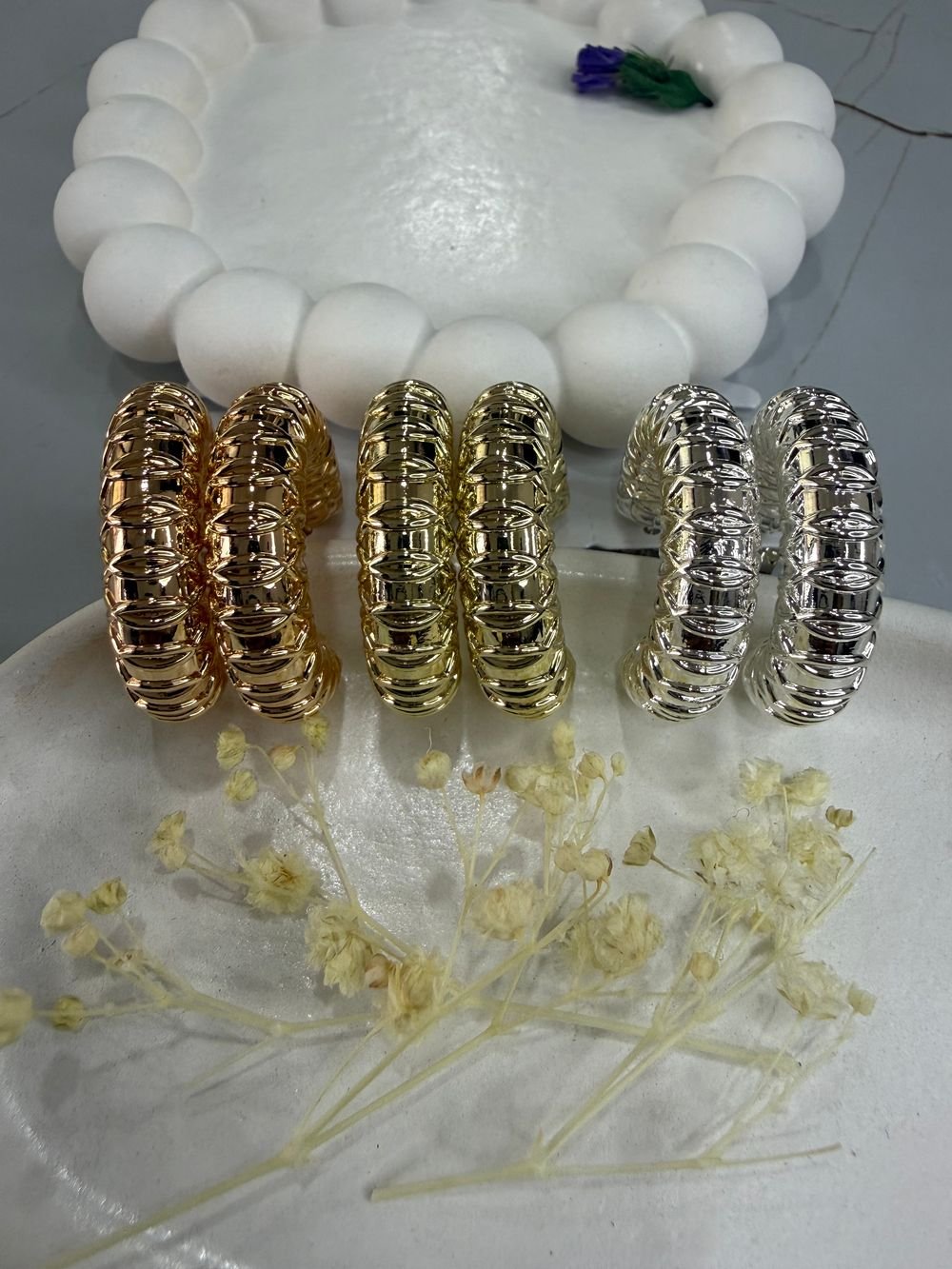 Aretes Argollas Segmentadas en acero inoxidable