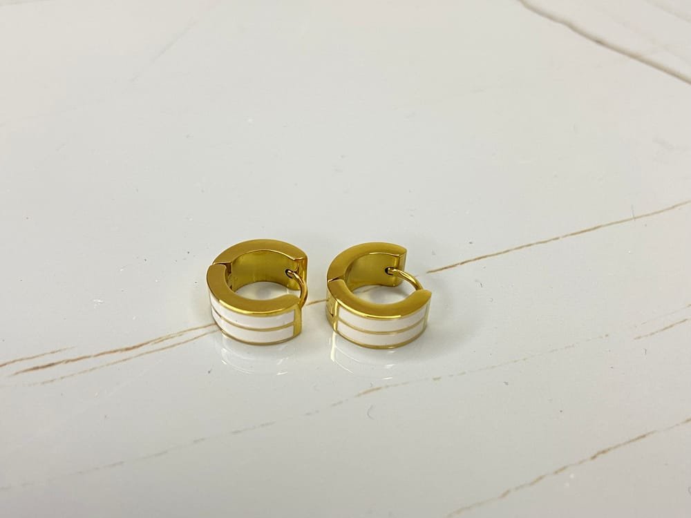 Aretes Aro Dorados y Blancos en acero inoxidable