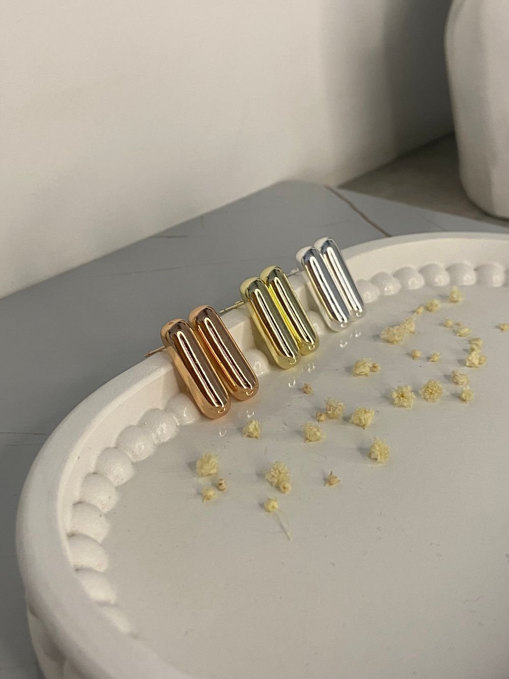 Aretes Cilindro Minimalista en acero inoxidable