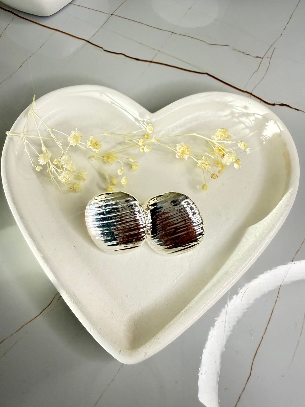 Aretes Elipse Estriada Plateado en acero inoxidable
