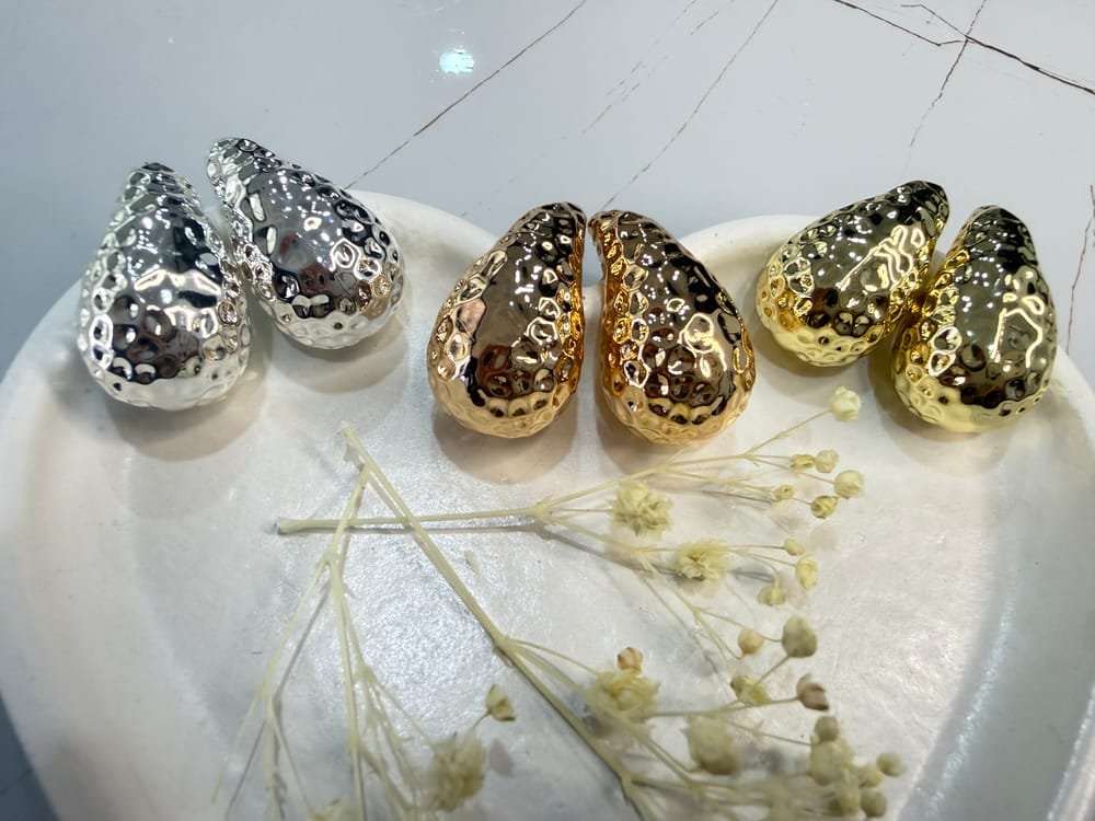 Aretes Gota Texturizada en acero inoxidable