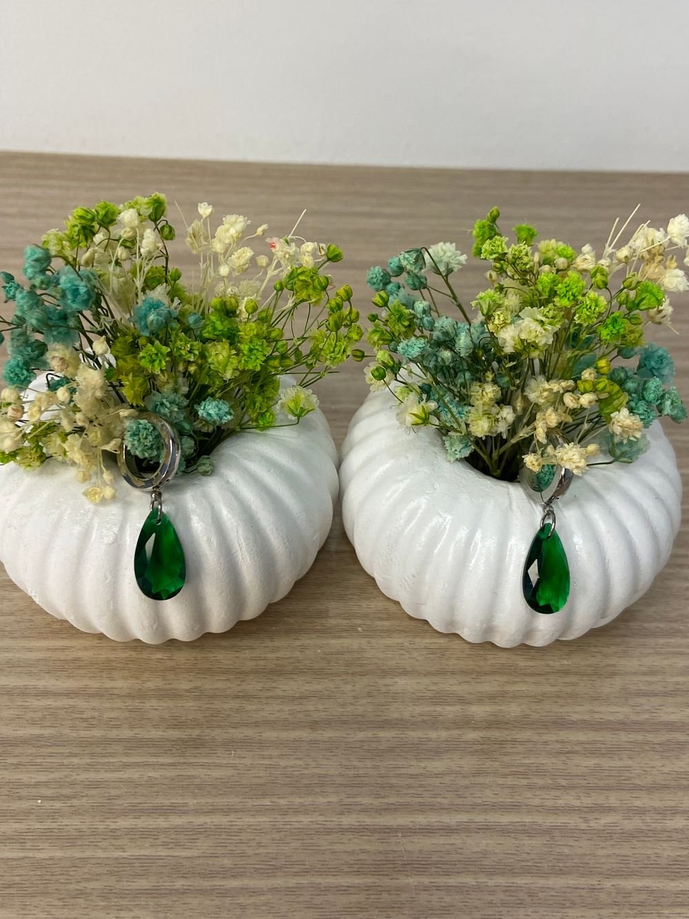 Aretes Gota Verde Plata en acero inoxidable