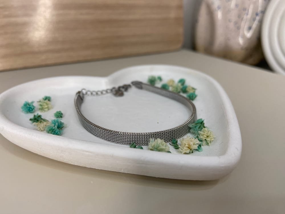 Pulsera Mesh plateada en acero inoxidable