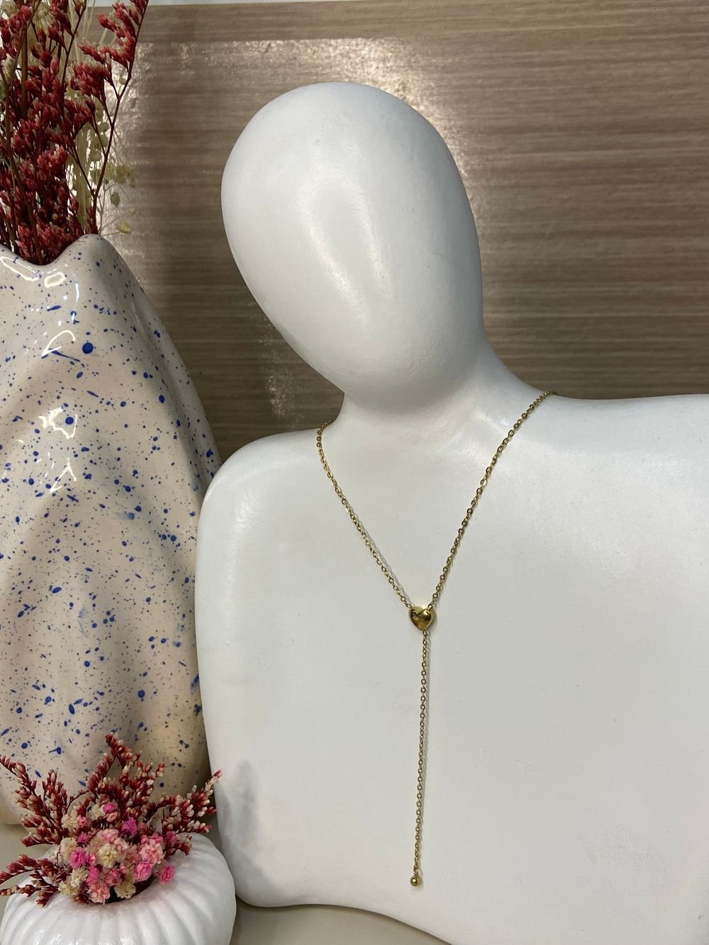 Collar Corazón Pendiente Dorado en acero inoxidable