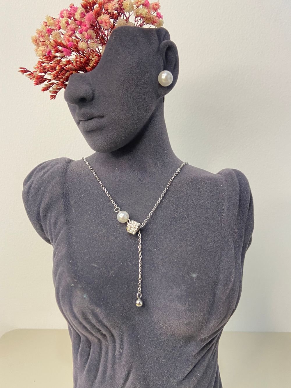 Collar Destello Perla en acero inoxidable