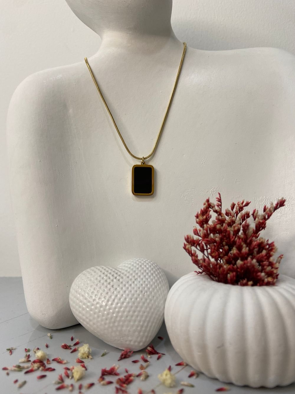 Collar Ébano Rectangular en acero inoxidable
