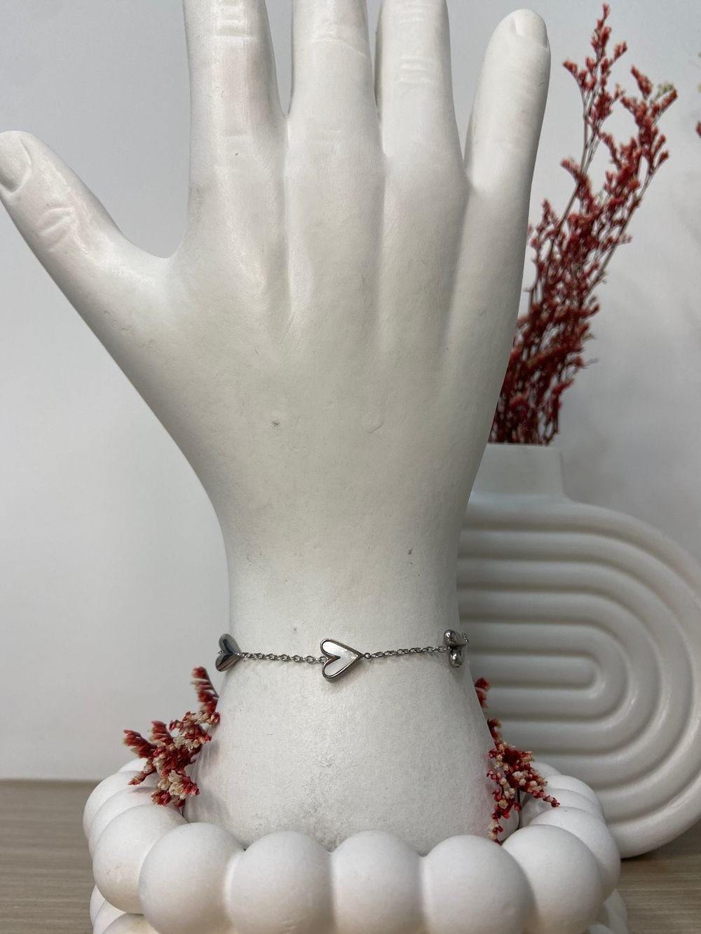 Pulsera Corazones Plateados en acero inoxidable