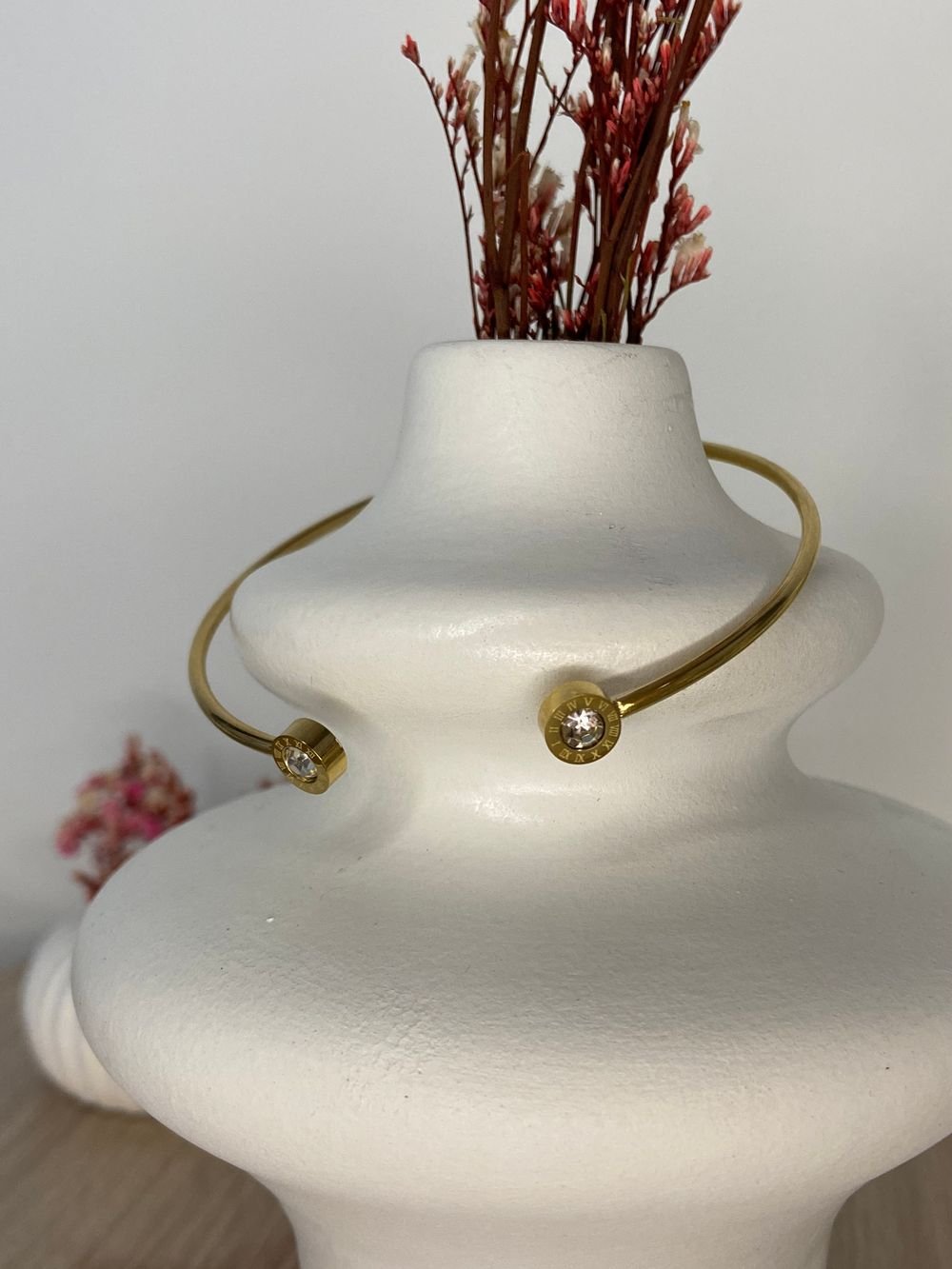 Pulsera Abierta con Cristales en acero inoxidable