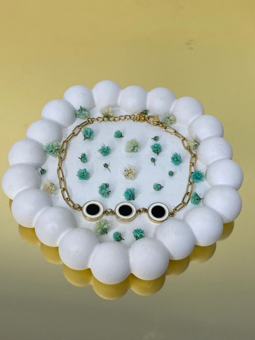 Pulsera Eslabones Onix Dorado en acero inoxidable