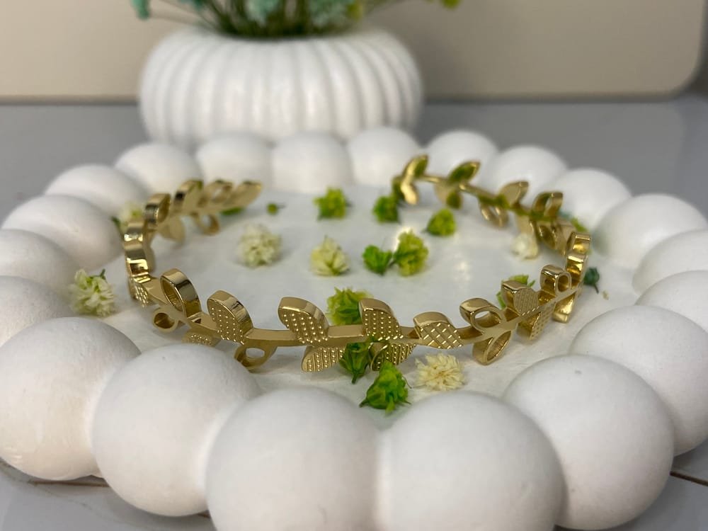 Pulsera Laurel Dorado en acero inoxidable