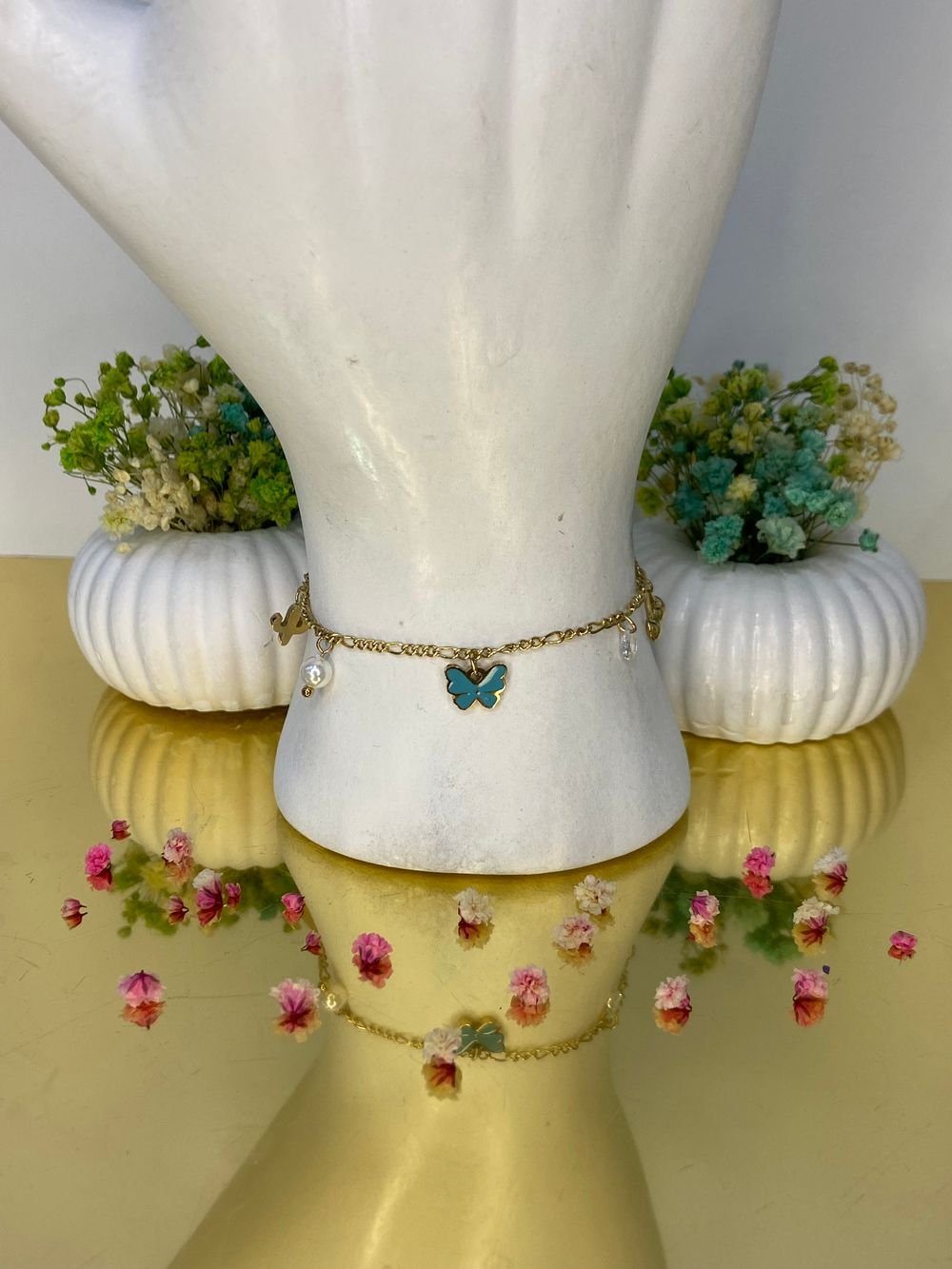 Pulsera Mariposa Azul Turquesa en acero inoxidable