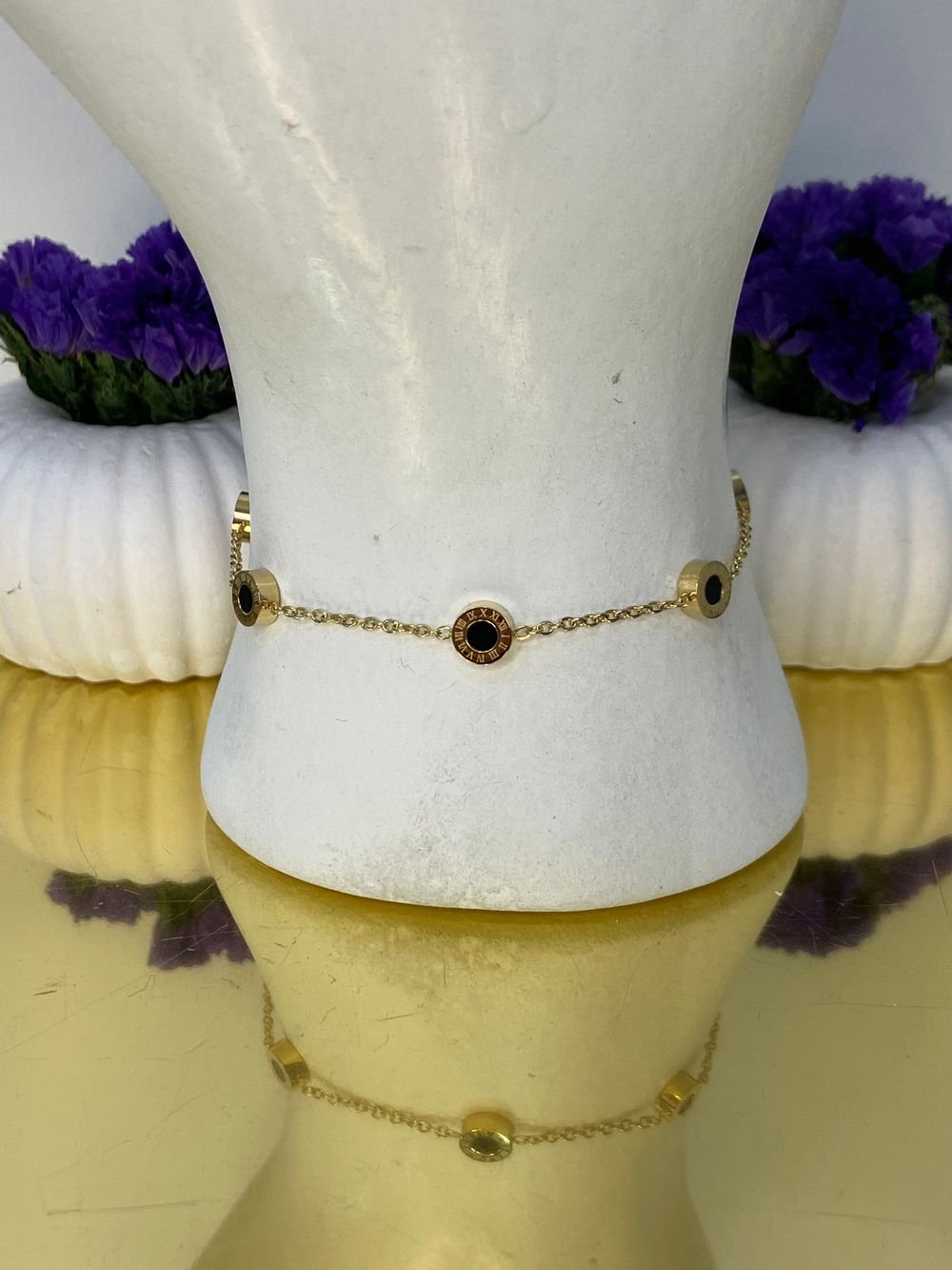 Pulsera Medallones Números Romanos en acero inoxidable