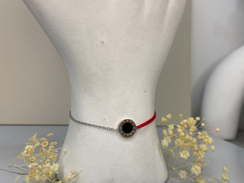 Pulsera Meridiano Dual Carmesí en acero inoxidable