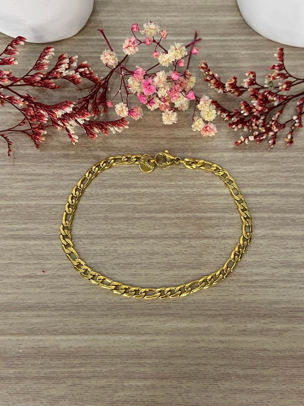 Pulsera Tejido Figaro Dorado en acero inoxidable